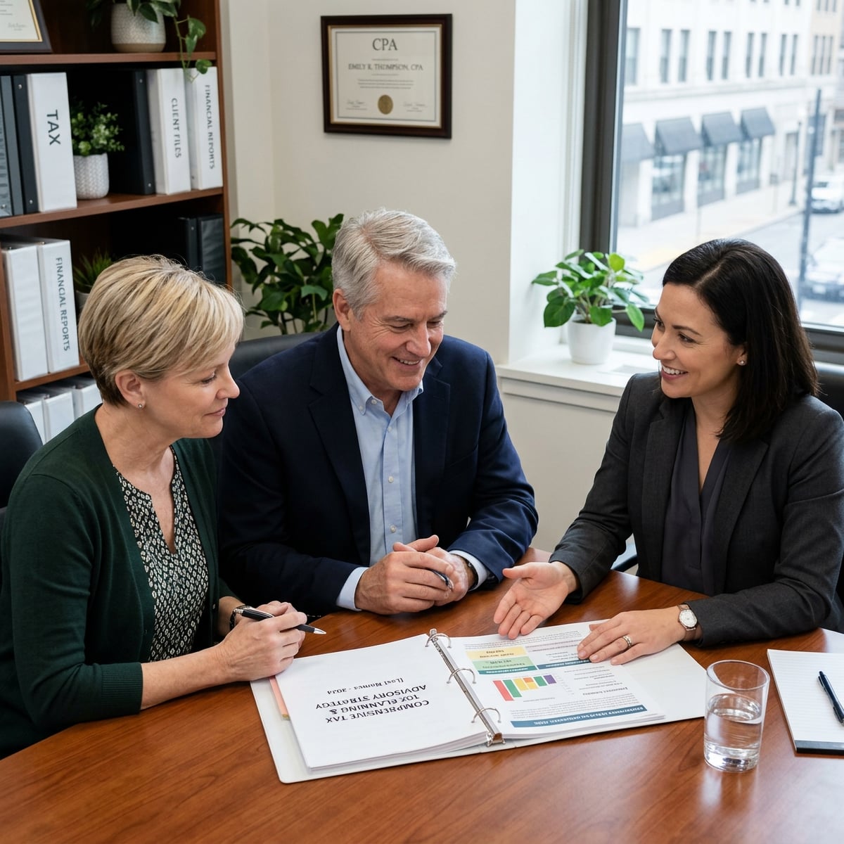 CPA and financial advisor meeting with business owner