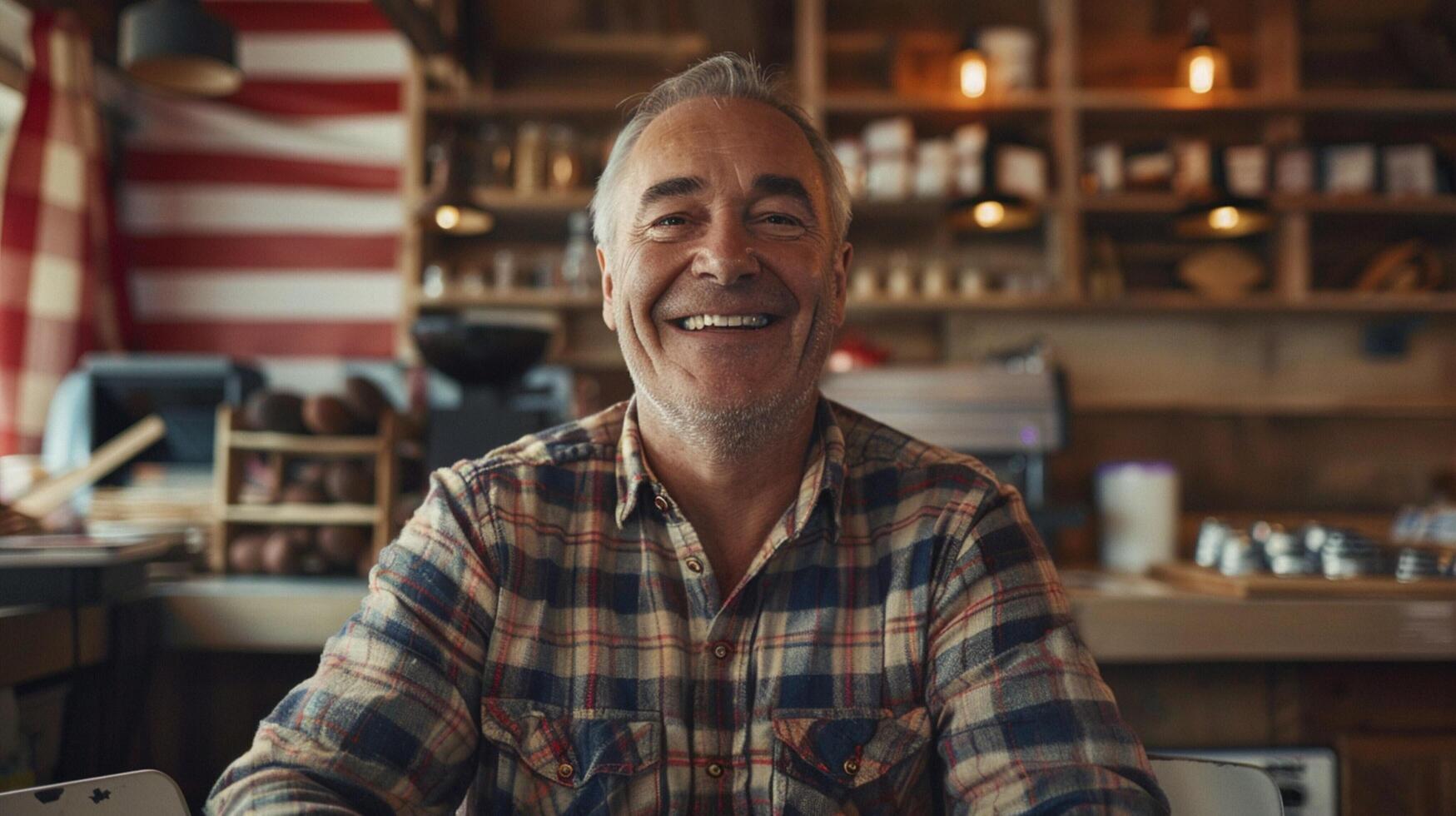 Smiling business owner in his shop