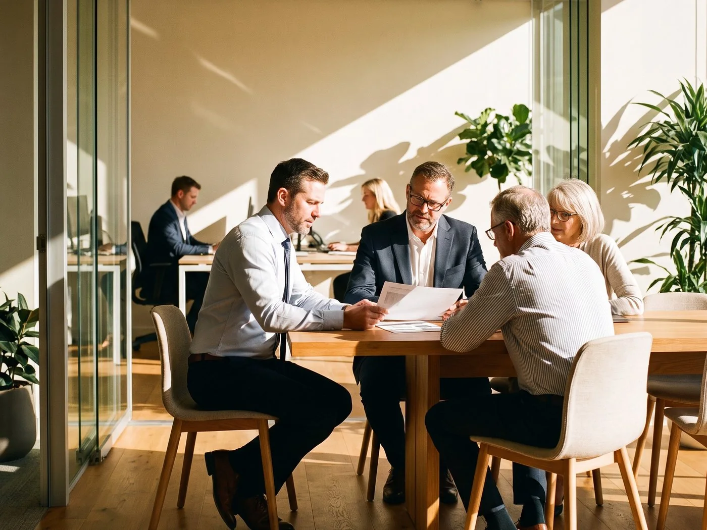 Company Sellers advisors reviewing a valuation with business owners